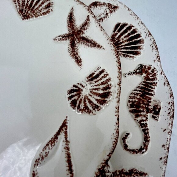 Zodax Seashell Plate Lot of 2 Nautical Beach Home Decor Embossed Seahorse Ocean - Picture 4 of 15